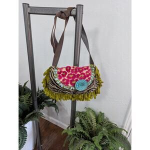 Boho Hippy Tapestry Leopard turquoise multicolor Bag Purse Long Straps